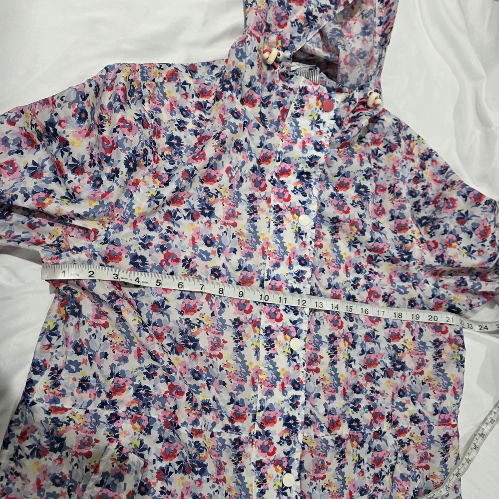 Joules Floral Hooded Trench Coat in Pink, Blue & White - Picture 6 of 6
